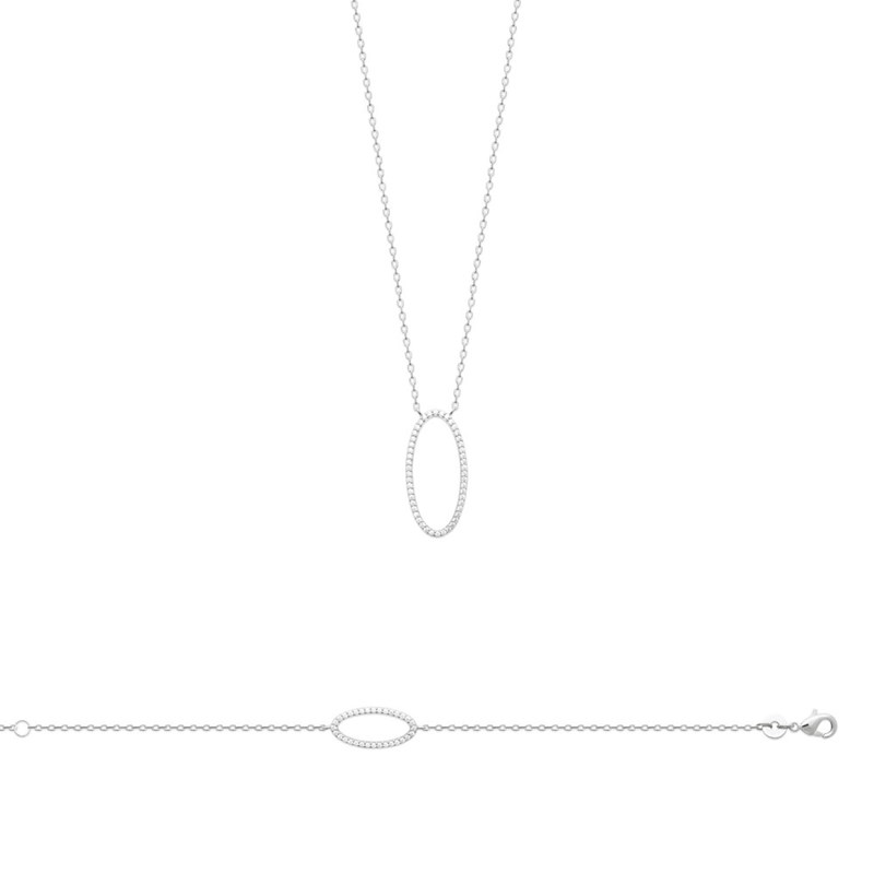 Collier Femme - Argent 925 - Oxyde de zirconium - Longueur : 45 cm