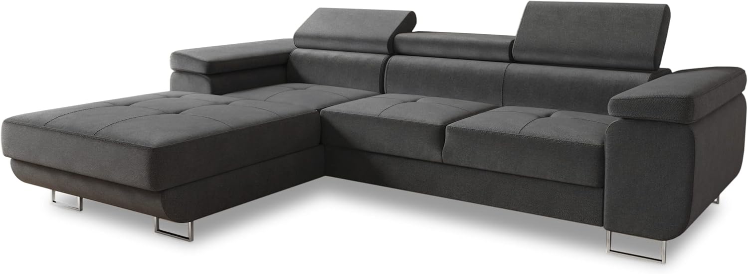 Sofnet Ecksofa Divo mit Schlaffunktion, Bettkasten und Kopfteilverstellung, Polsterecke, Wohnlandschaft, Sofagarnitur, Couch, Sofa, Federkern (Grau (Kronos 22), Ecksofa Links)