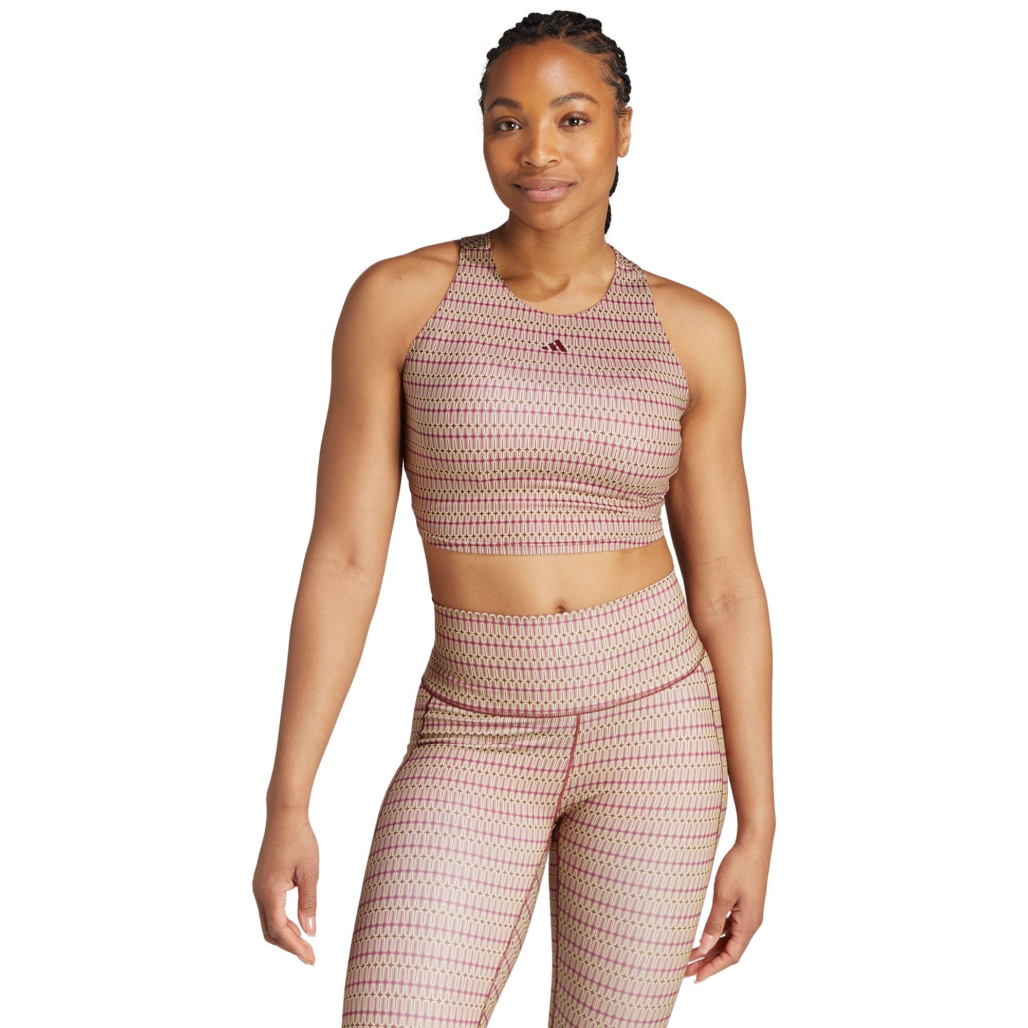 adidas Yoga Studio Print Crop-Top Damen shadow red