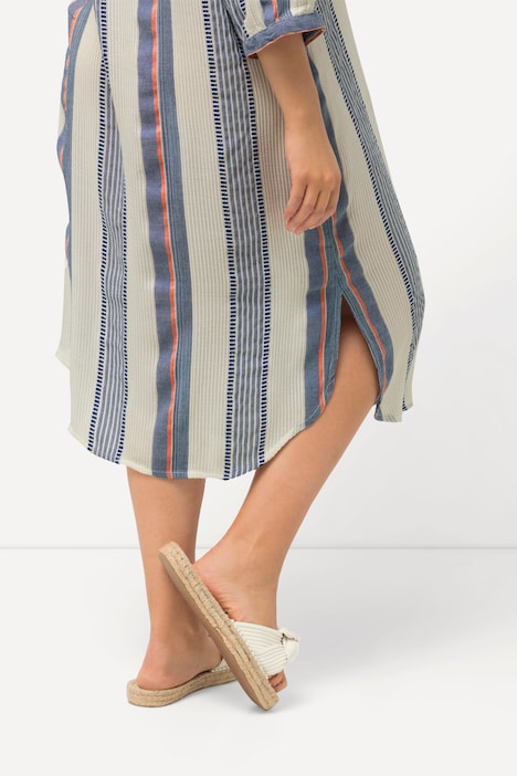 Kaftan, Musterstreifen, Oversized, V-Ausschnitt, 3/4-Arm