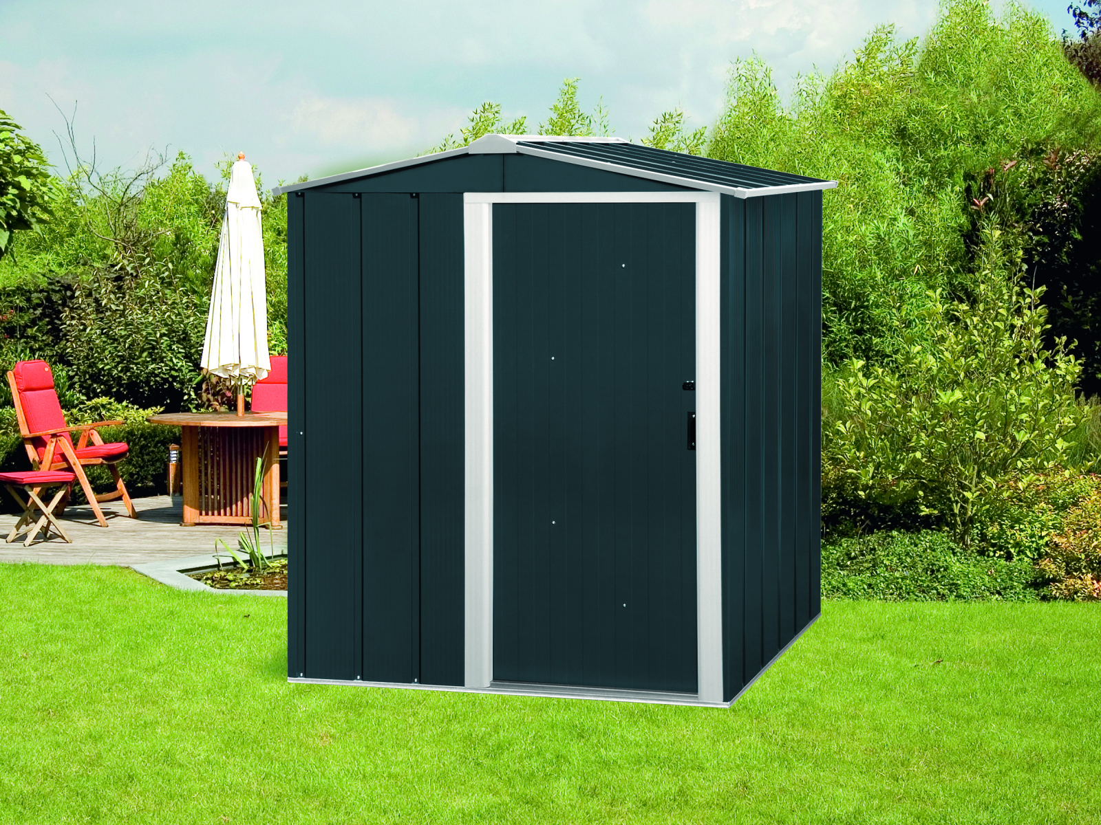 Gerätehaus ECO 5x4 - anthrazit-weiß - 151,8 x 111,8 cm