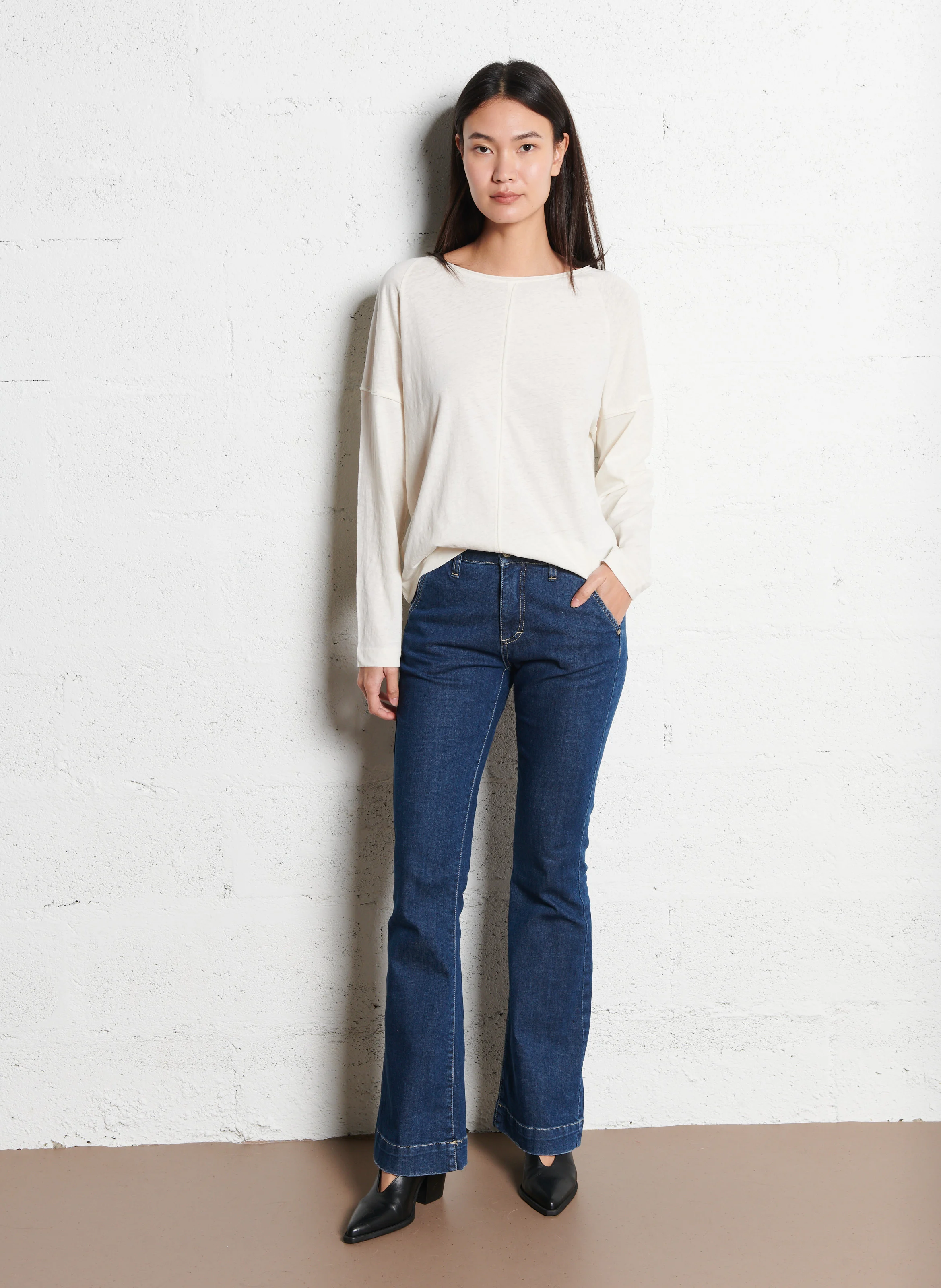 Jean boot-cut en coton | Bleu