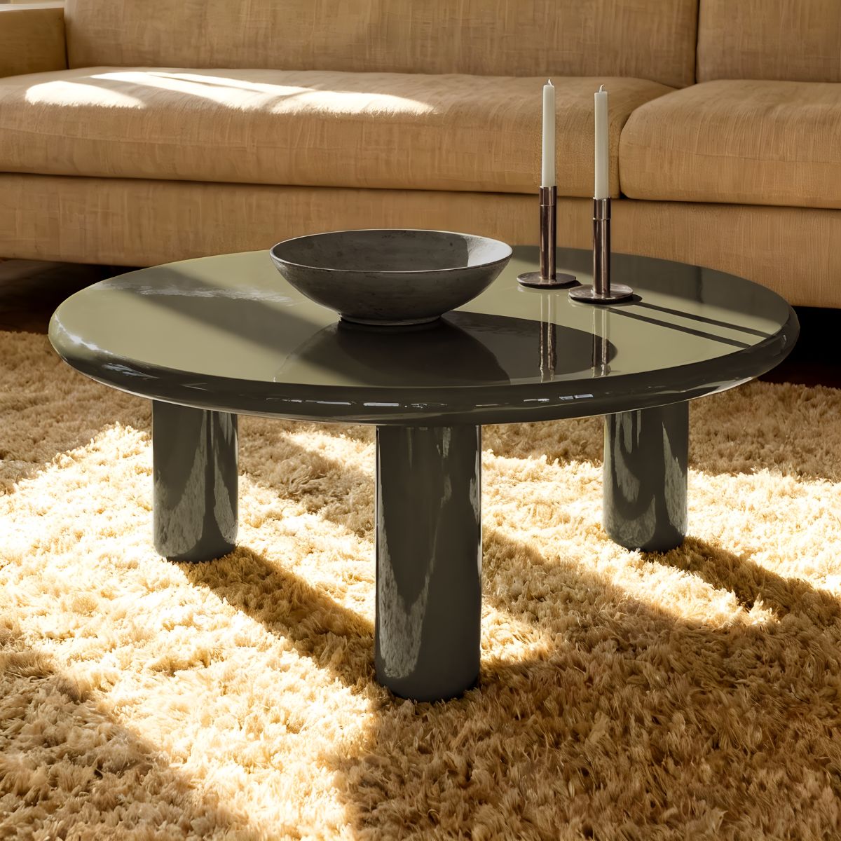 DÃJA Living - Salontafel Kaki Groen Glossy MDF - 90x90x35cm - Jelsa