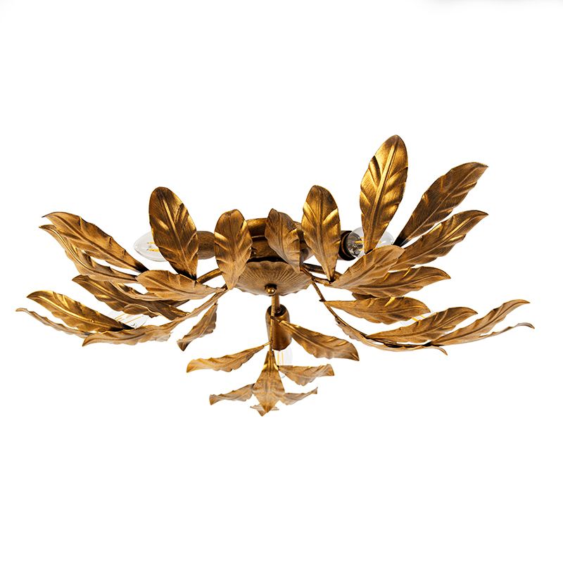 Vintage plafondlamp antiek goud 5-lichts - Linden