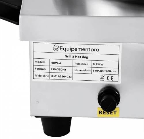 Equipementpro   (HDW 4)  Appareil à hot dog en inox   4 plots chauffants   Machine à Hot Dog Professionnelle (Puissance 650 Watts : Cuisine et Maison