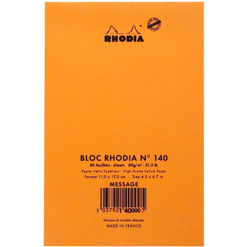 Bloc agrafé Message N°140 11 x 1 7 cm 80 feuilles pré-imprimé 80 g Orange
