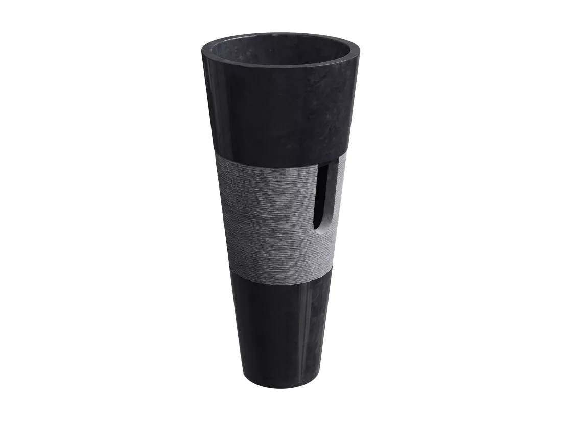 Vasque sur pied en marbre - Coloris noir - L40 x P40 x H90 cm - PULOA