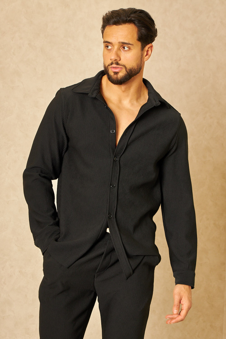 Chemise fluide épaisse texturée noire