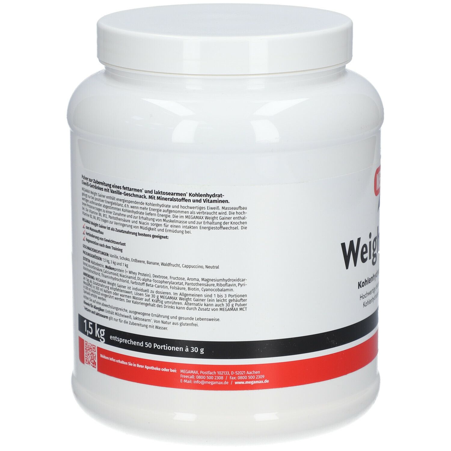 MEGAMAX® Power & Sport Weight Gainer Kohlenhydrat-Eiweiß-Konzentrat Vanille-Geschmack