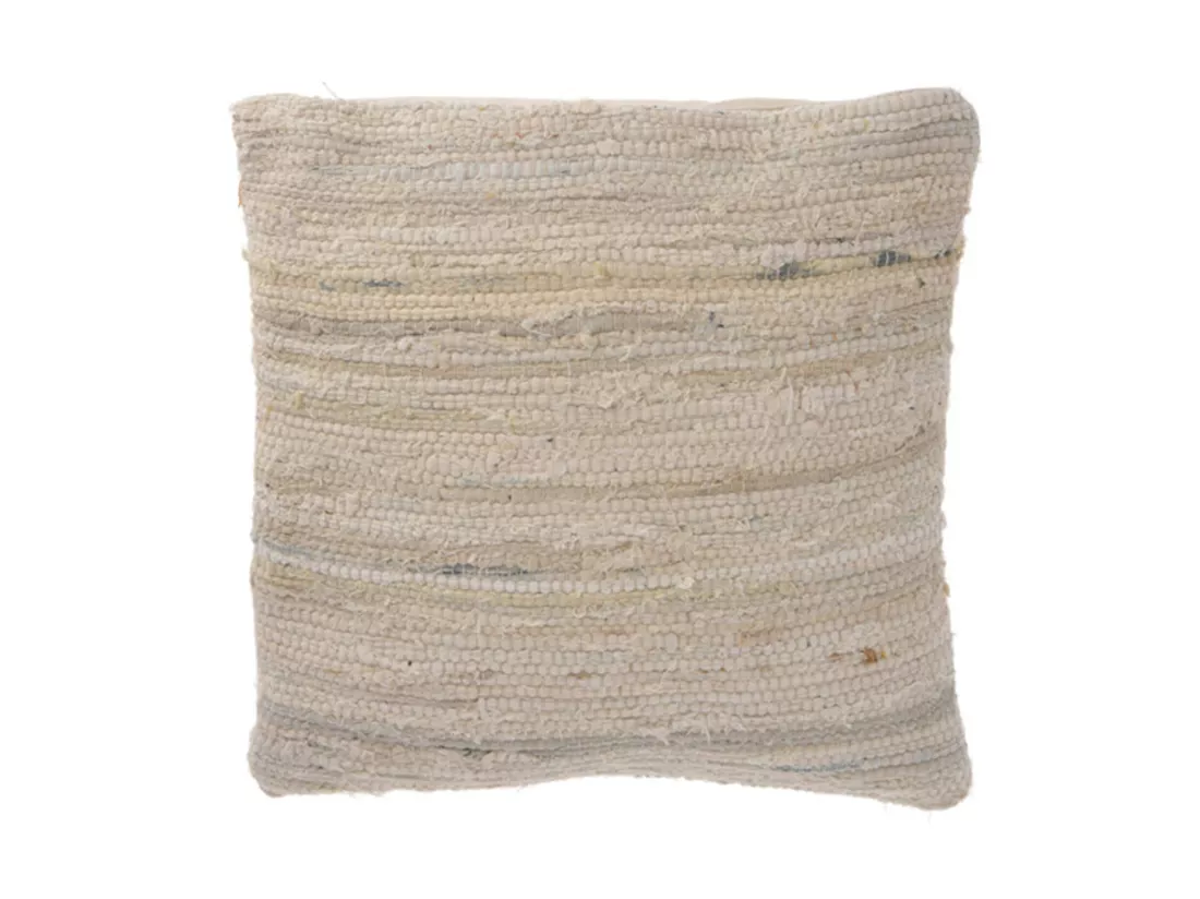 Coussin de Canapé Carré en Coton Denim Beige Déhoussable