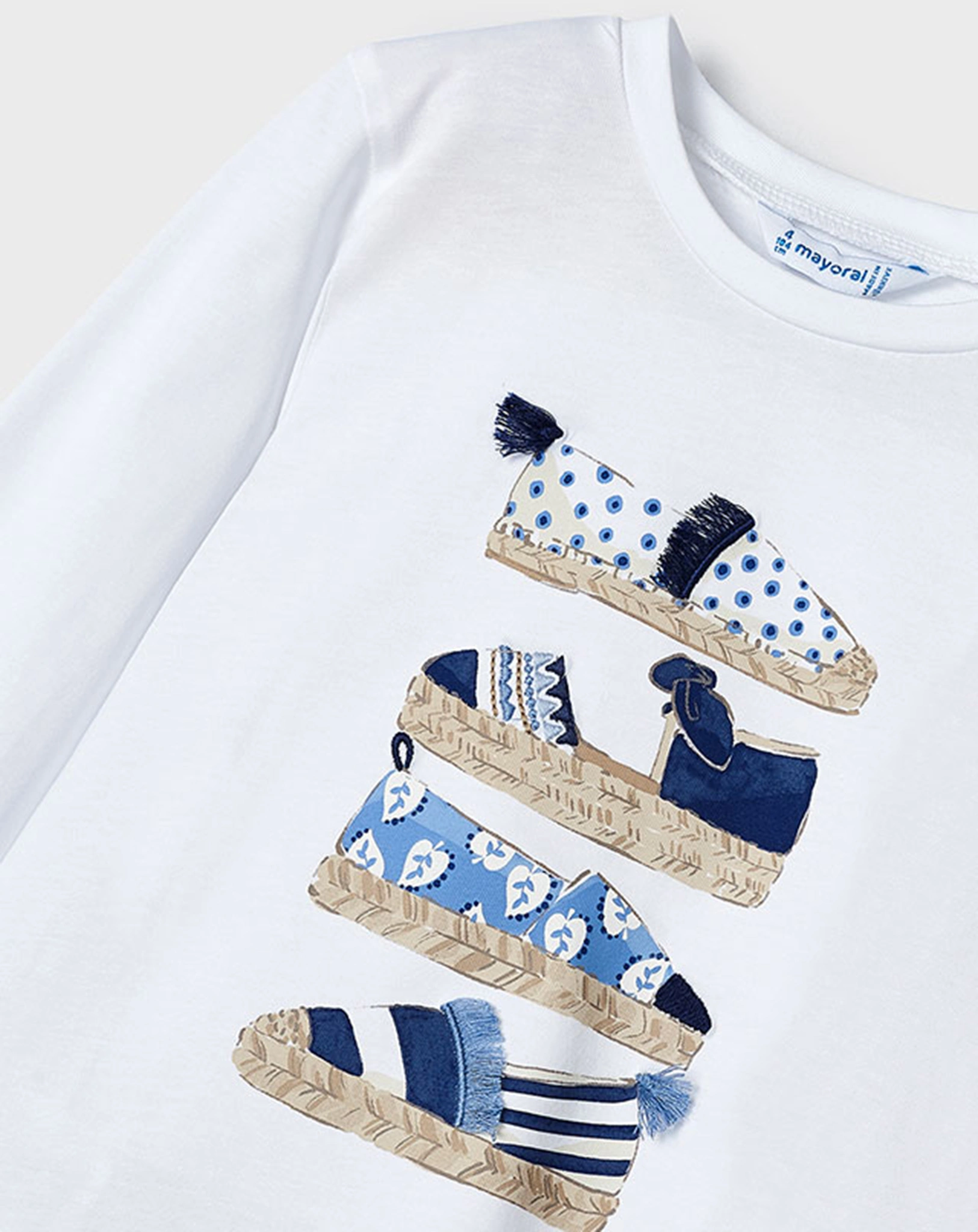 Langarmshirt SHOES mit Haargummi in weiß/blau