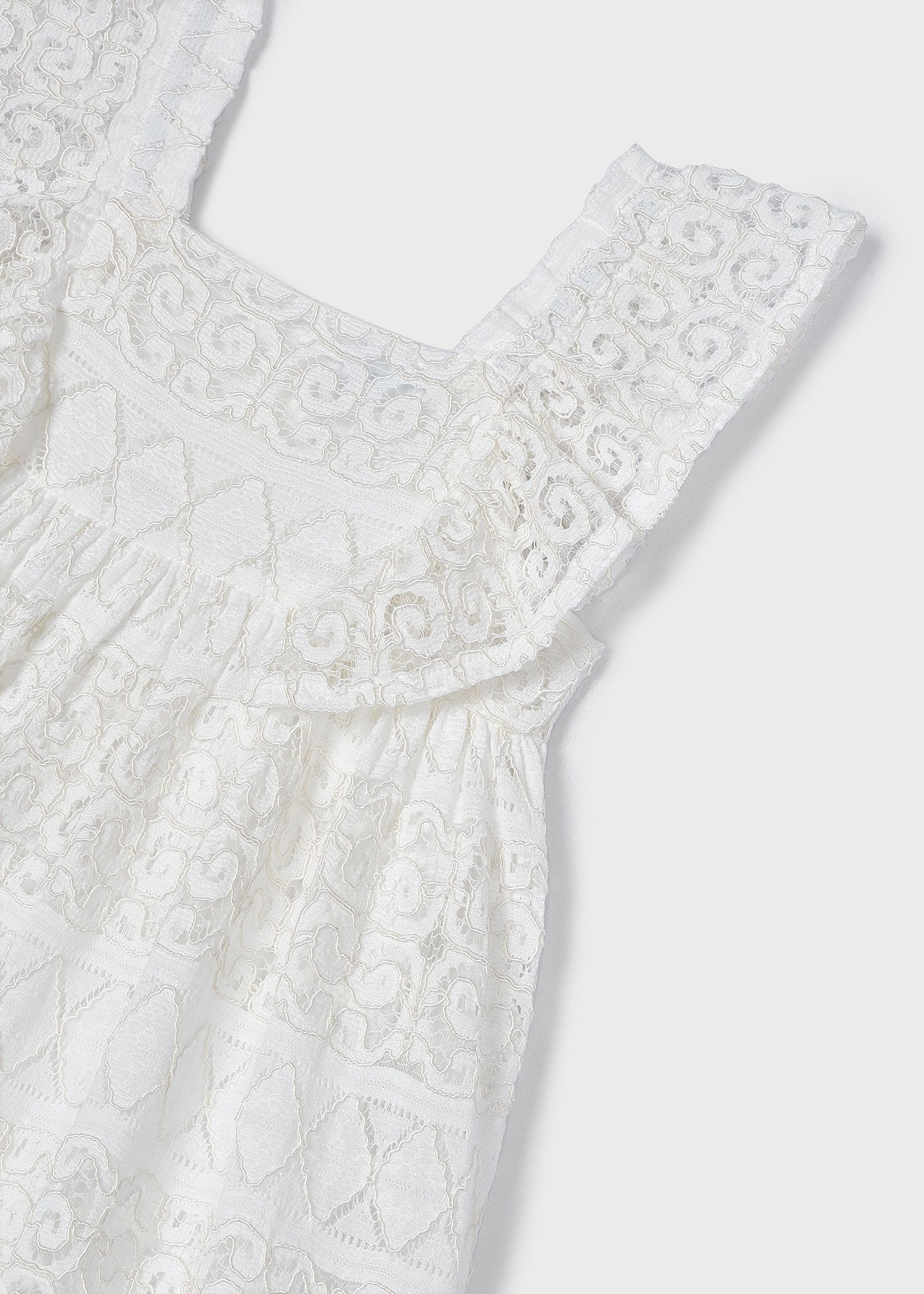 Vestido de crochê para meninas, branco-creme