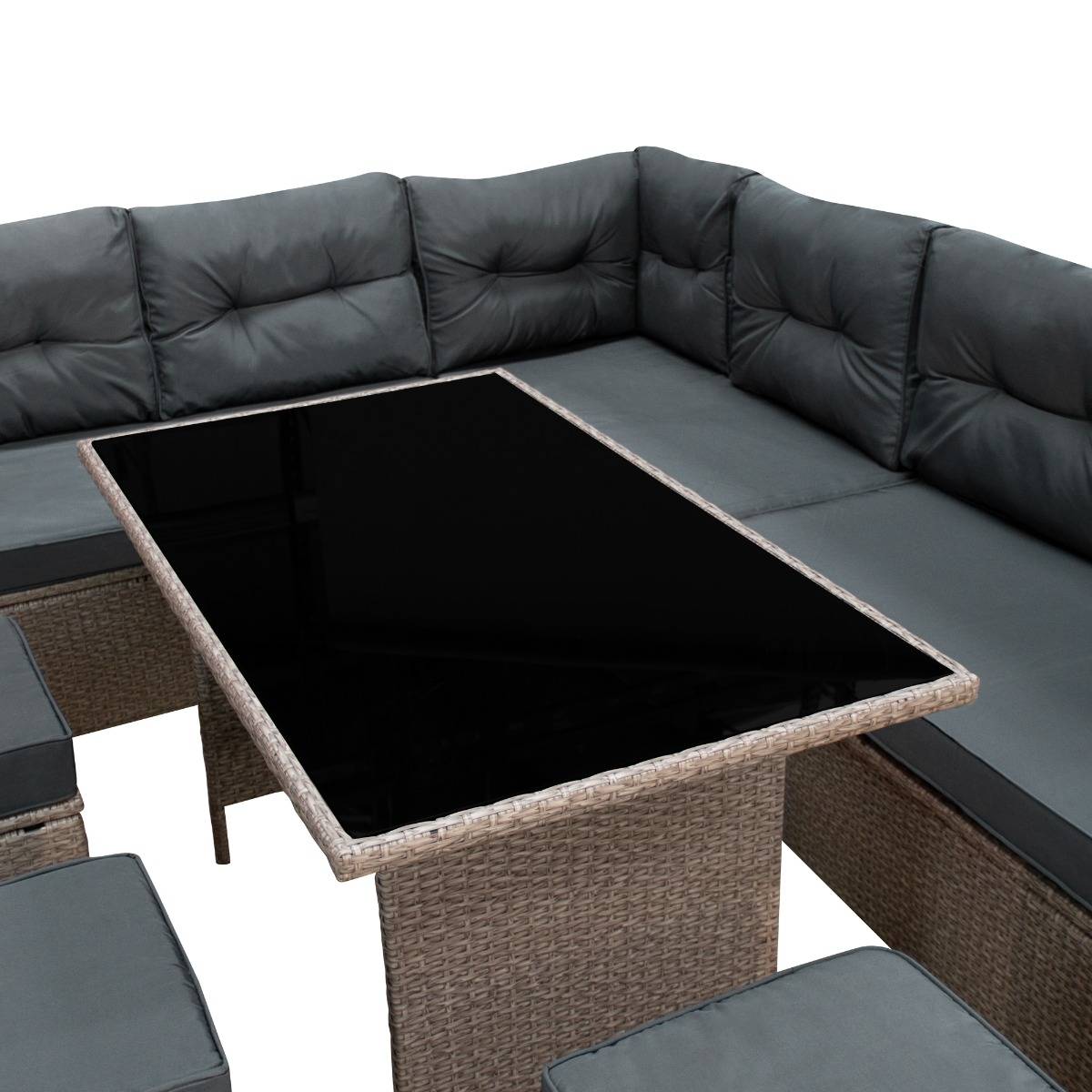 Conjunto de móveis de canto para jardim em rattan - Cinza