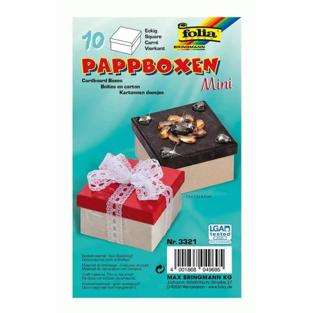 Folia Mini Geschenkboxen, Pappschachteln aus Karton, eckig, natur, 10 Stück