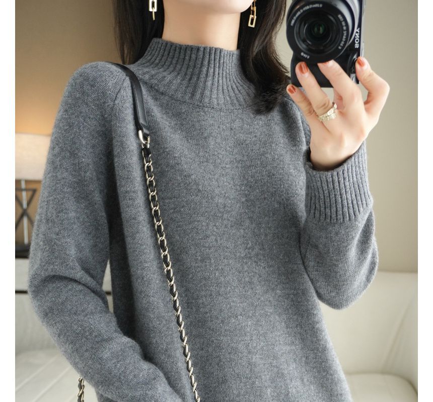 Gistinty - Effen midi-truijurk met mock-neck