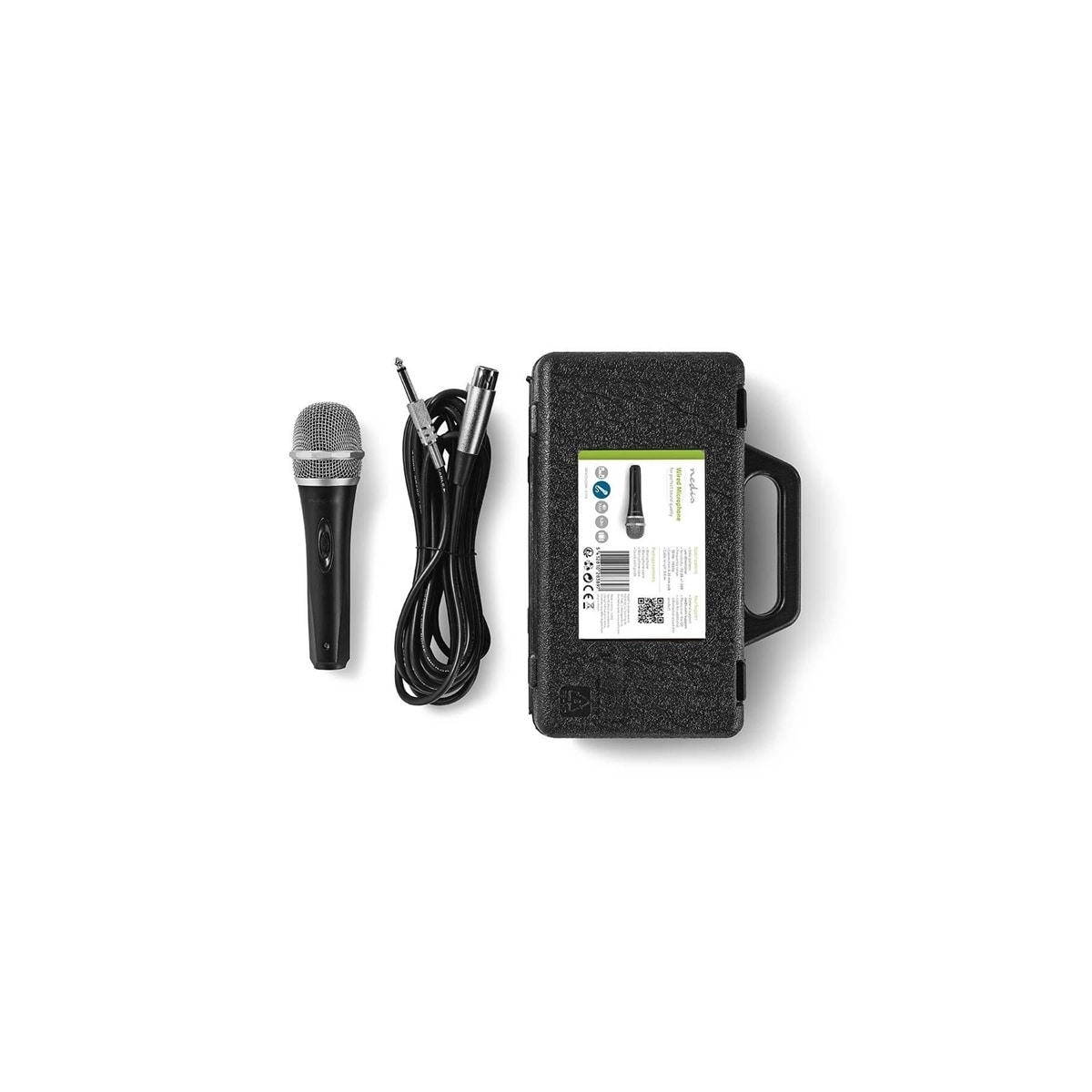 Nedis Wired mikrofon | Kardioid | Avtakbar kabel | 5.00 m | 50 Hz - 15 kHz | 600 Ohm | -72 dB | Av/på-bryter | Reiseveske inkludert | ABS / Aluminium | Grå / Sort