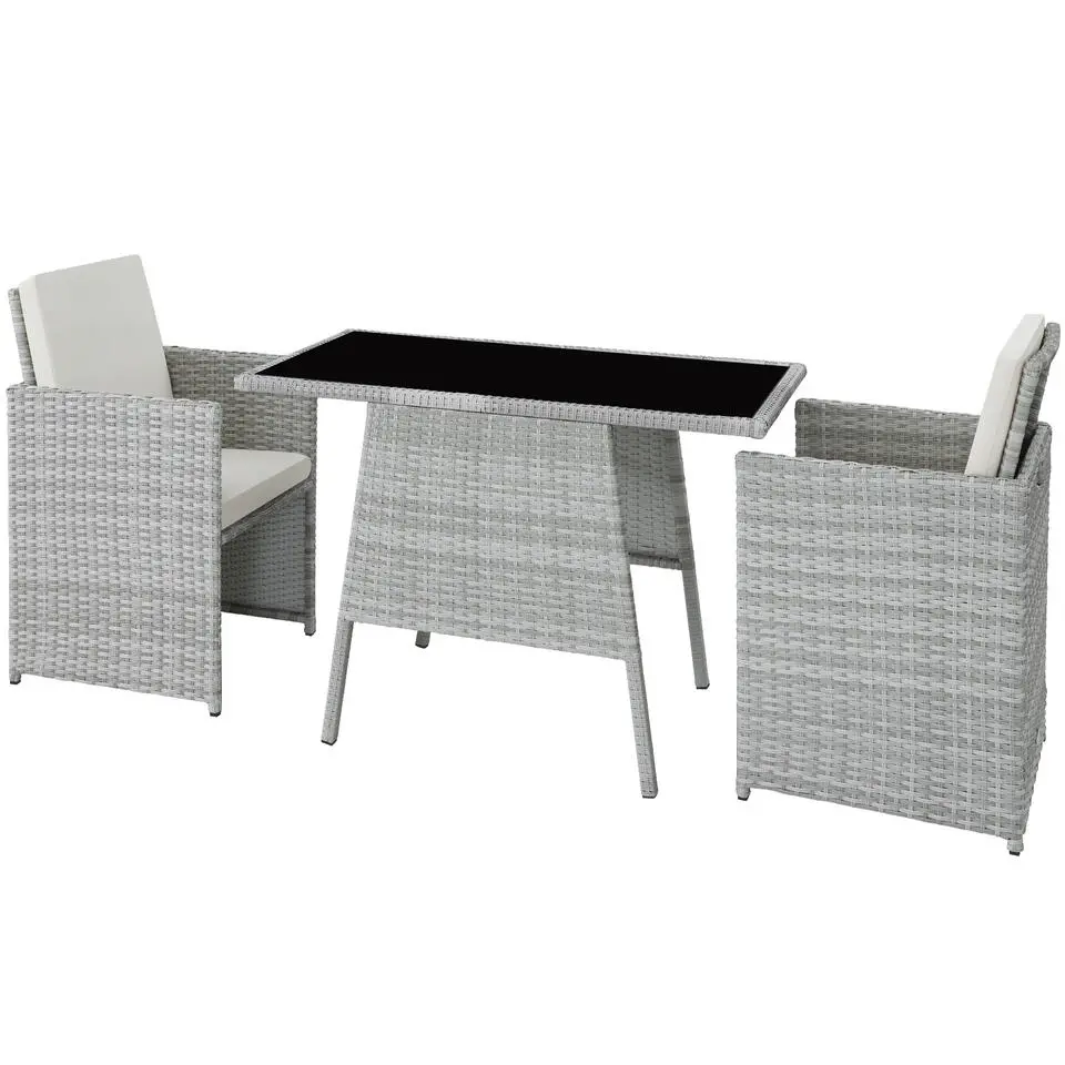 tectake Wicker tuinset Lausanne 2 1 - Lichtgrijs