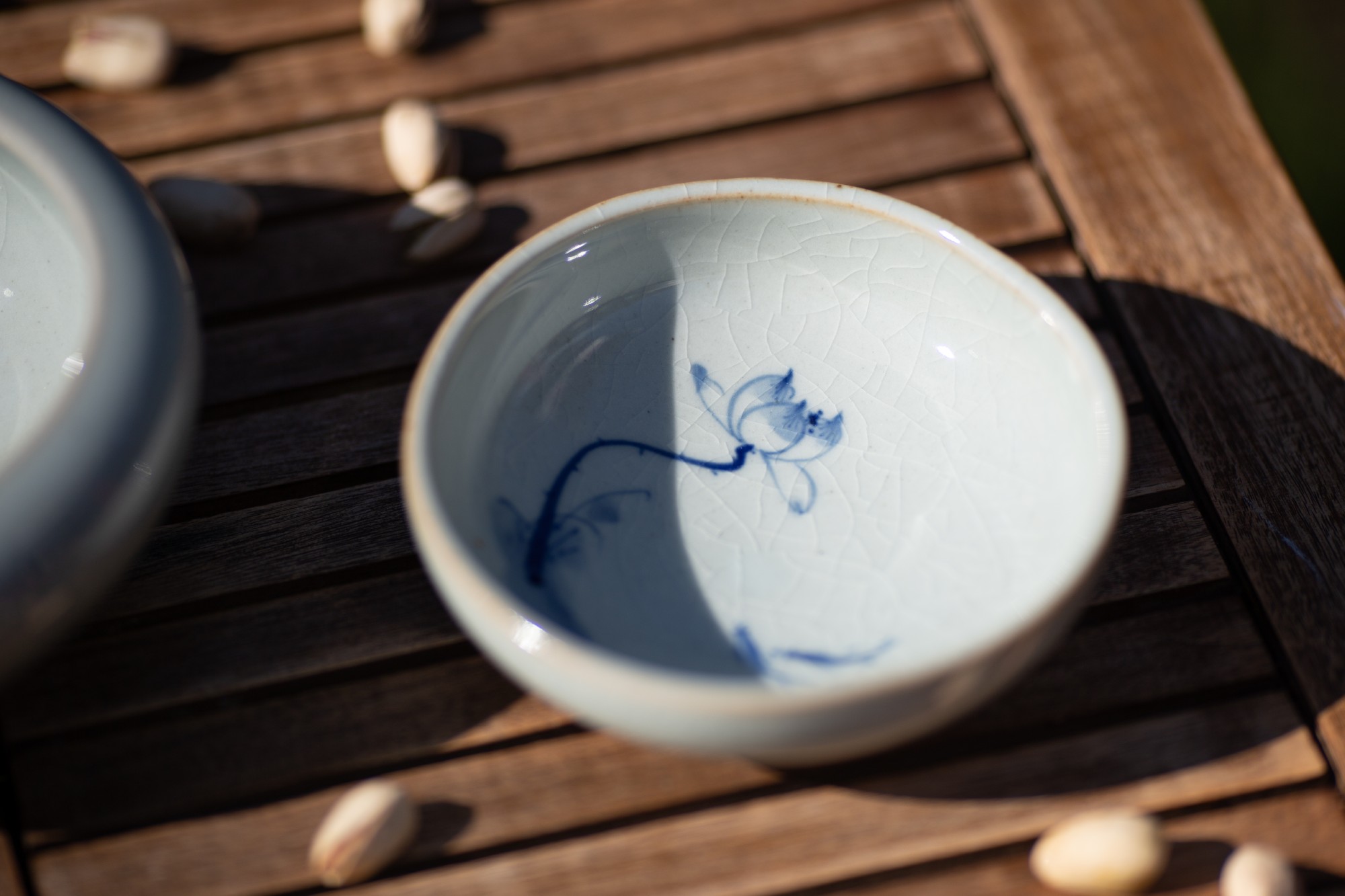 Keramikschale, weiß, blau, Ø 13 cm, H 5 cm von fischer's lagerhaus
