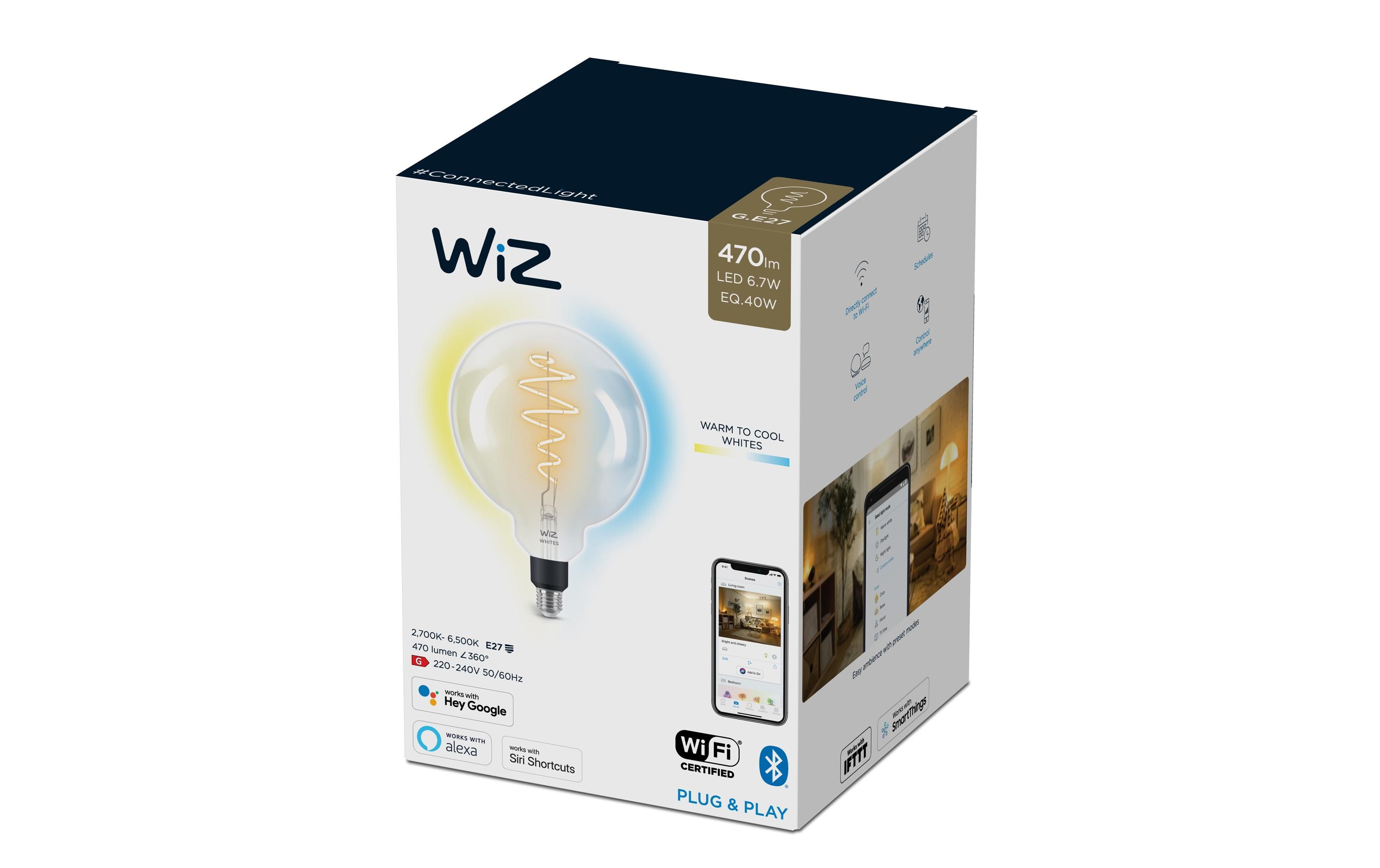 Leuchtmittel G200 E27 6.5 W, 2700-6500 KÜber Bluetooth und WLAN steuerbares Filament-Leuchtmittel