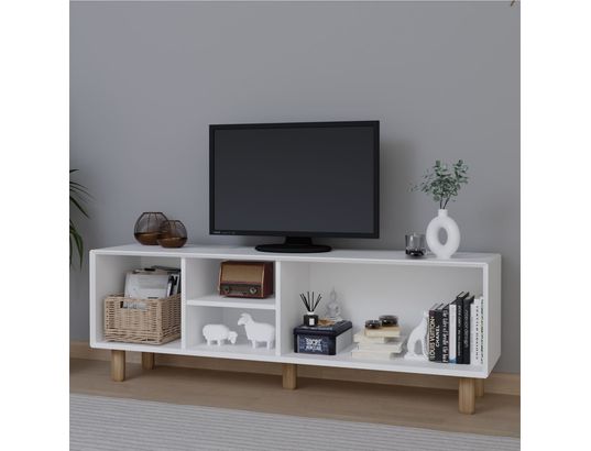 CONCEPT1 - Meuble TV Boheme 1600-70 blanc 160 x 40 x h56 cm