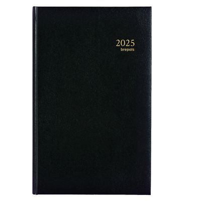 Agenda de la banque large Lima Jupiter 1er volume - 1 jour sur 2 pages - 17 x 27 cm - noir - Brepols