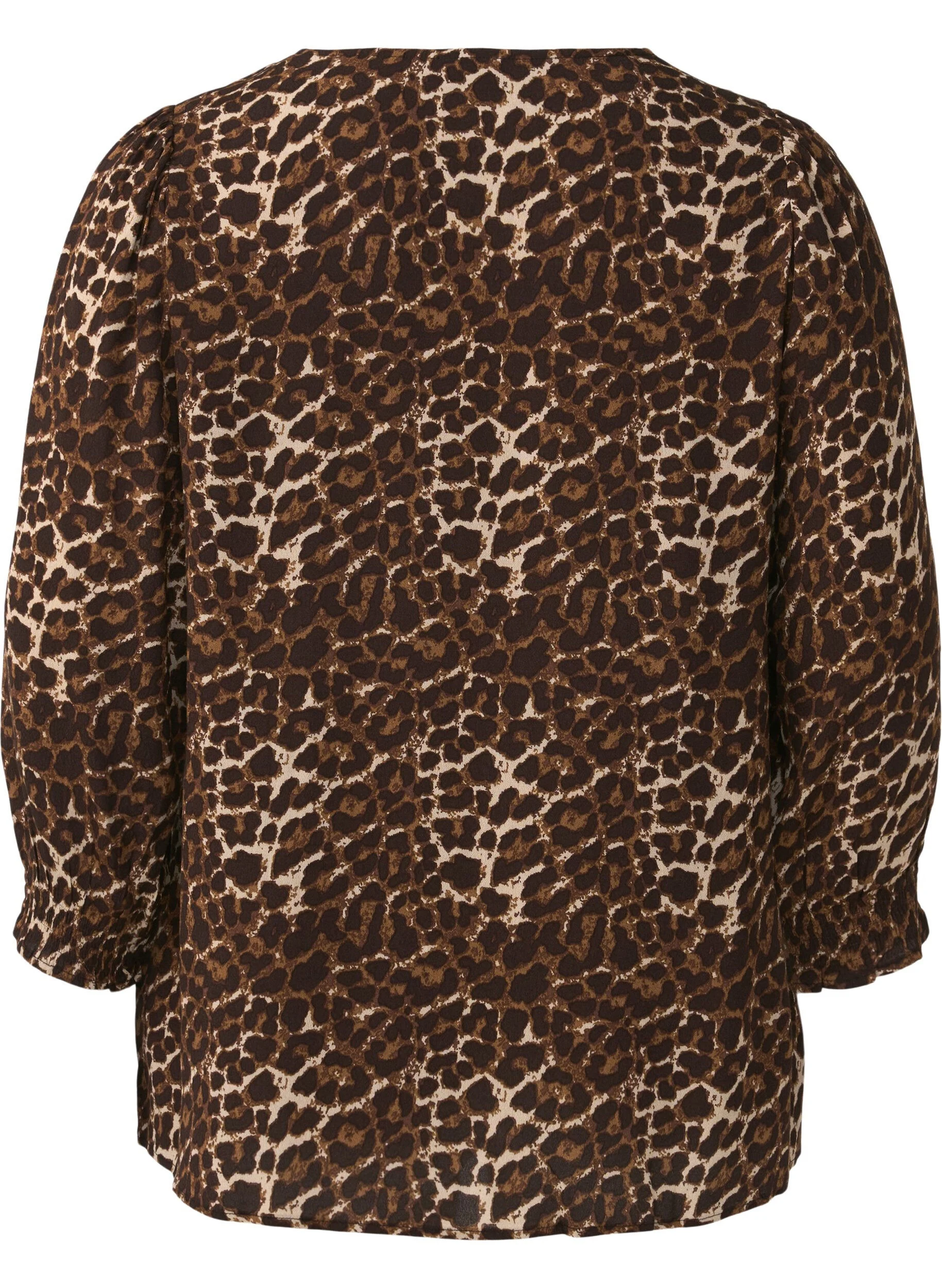 Bluse med leopardprint og 3/4 ærmer