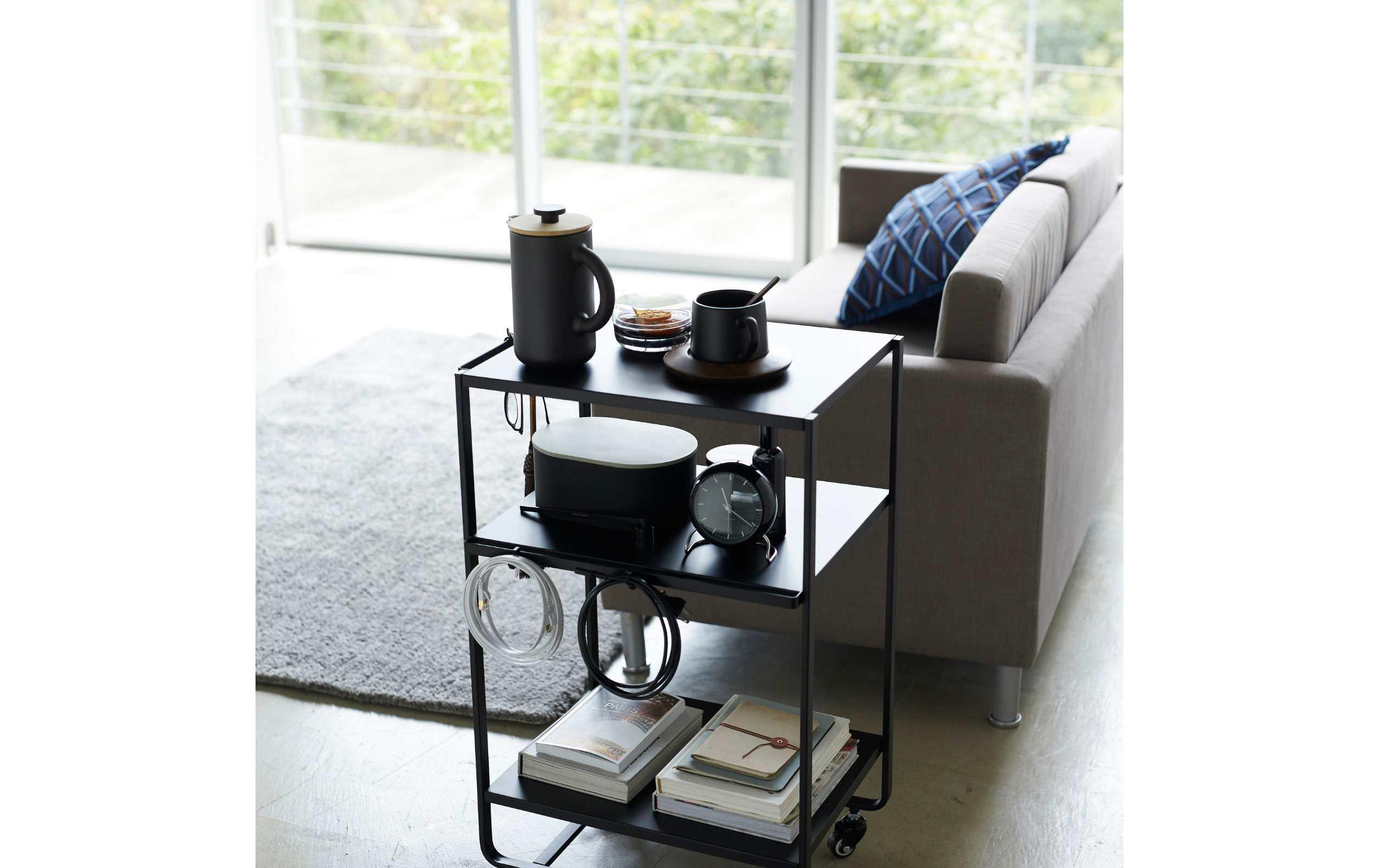 Küchenwagen Tower 49 x 81.5 x 38 cm, Schwarz<br>Dreistufiger Wagon mit Griff