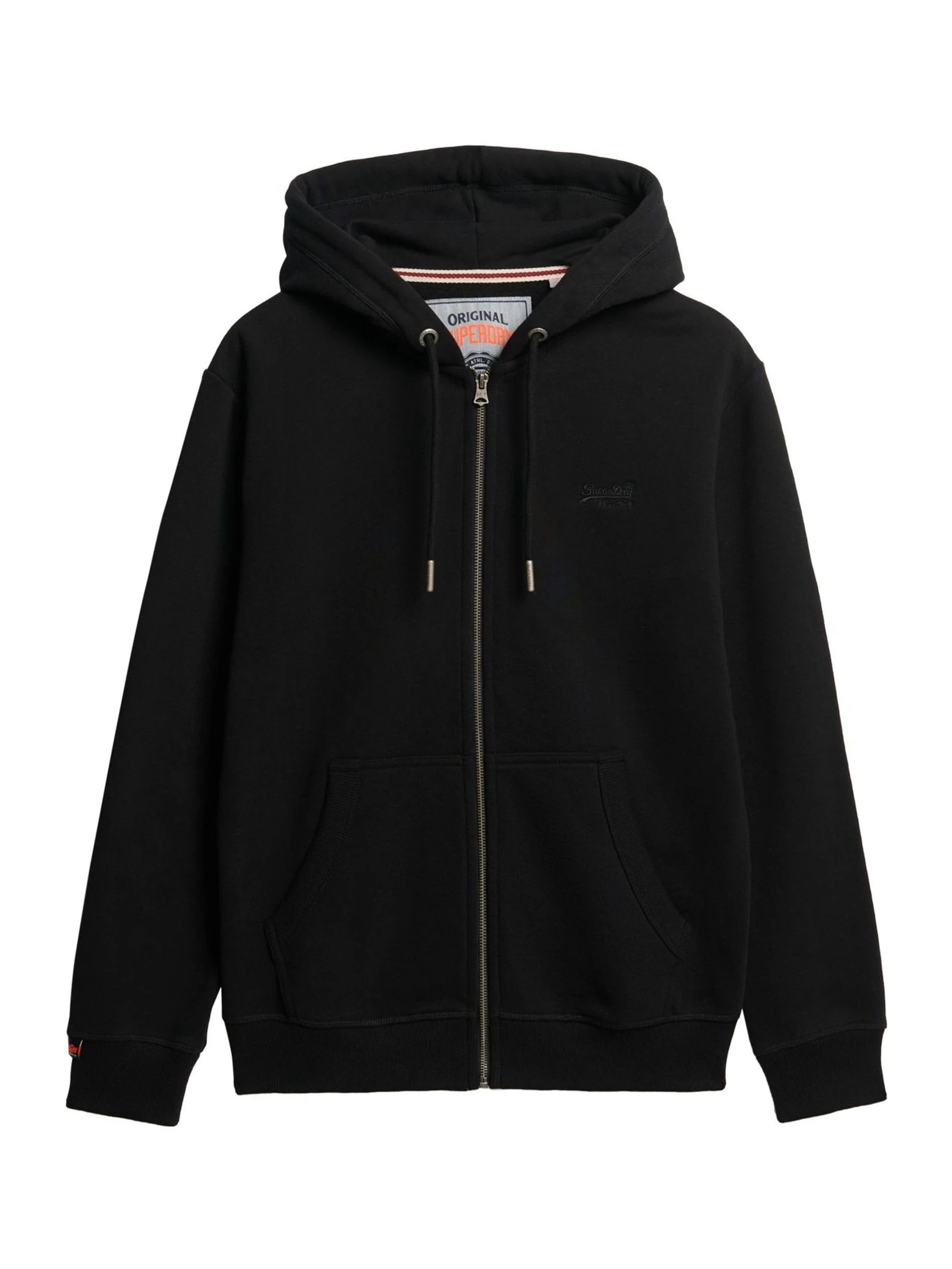 Zwart - Superdry Essential hoodie met logo en halve rits met geborstelde voering