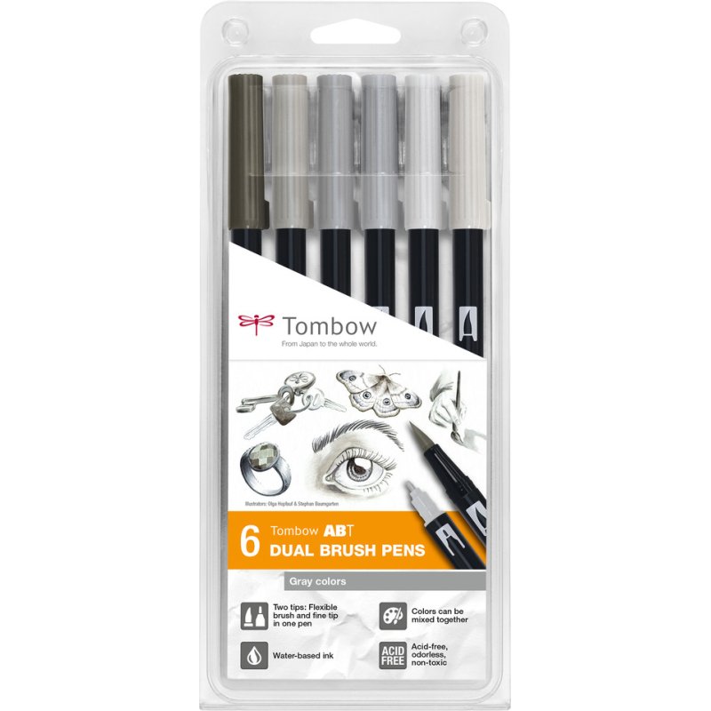 Tombow Feutre double pointe DUAL BRUSH PEN ABT, Gray Colors