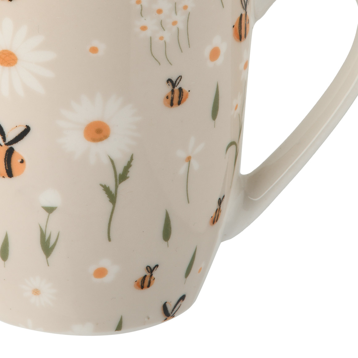 Tasse mit Bienen-Motiv hellbeige / gelb / weiss