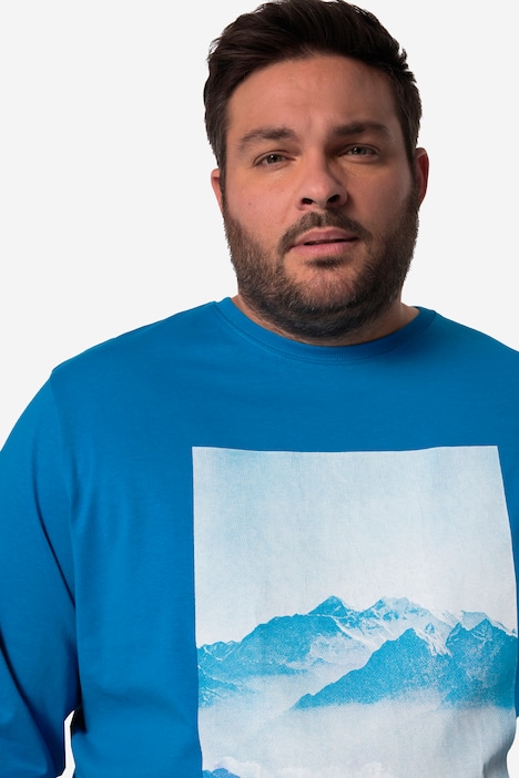 Men+ T-Shirt, Langarm, Bauchfit, Druck vorne, bis 8 XL
