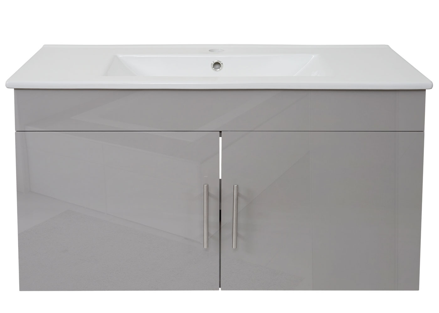 Waschbecken + Unterschrank MCW-D16, Waschbecken Waschtisch, hochglanz 90cm ~ grau