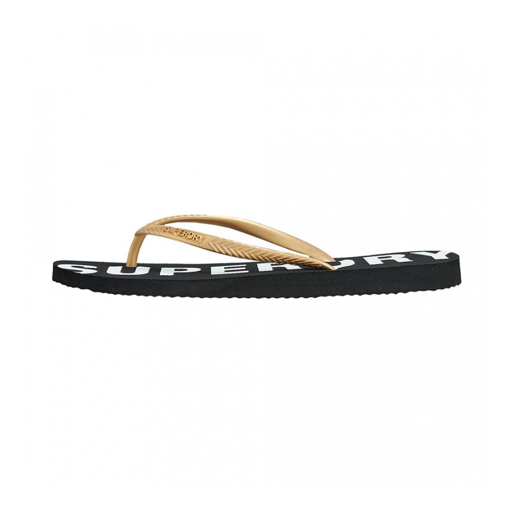 Superdry CODE CORE SPORT FLIP FLOP - Tongs Femme black/metallic gold