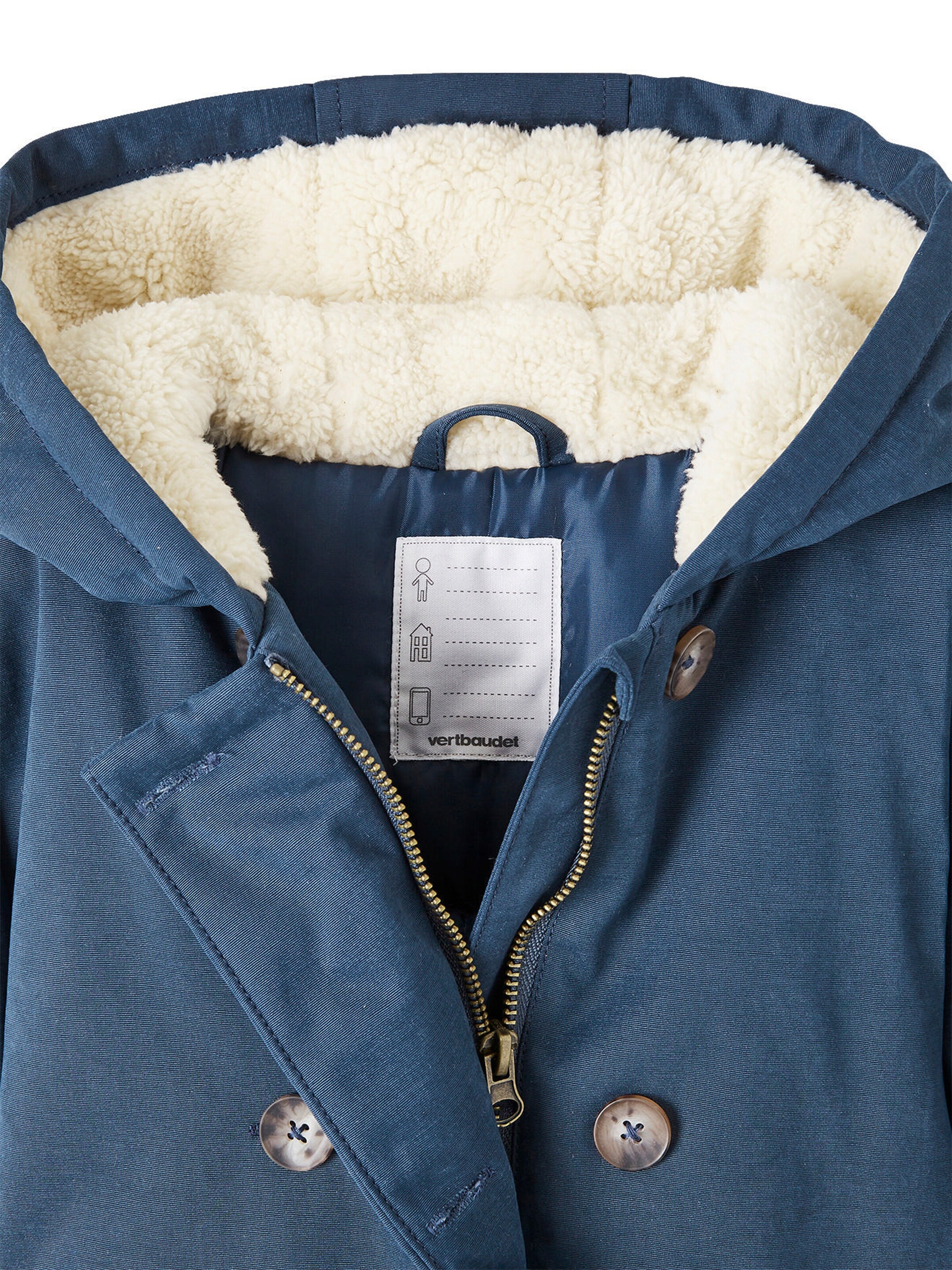 Vertbaudet Mädchen Winterjacke mit Kapuze, Wattierung Recycling-Polyester marine