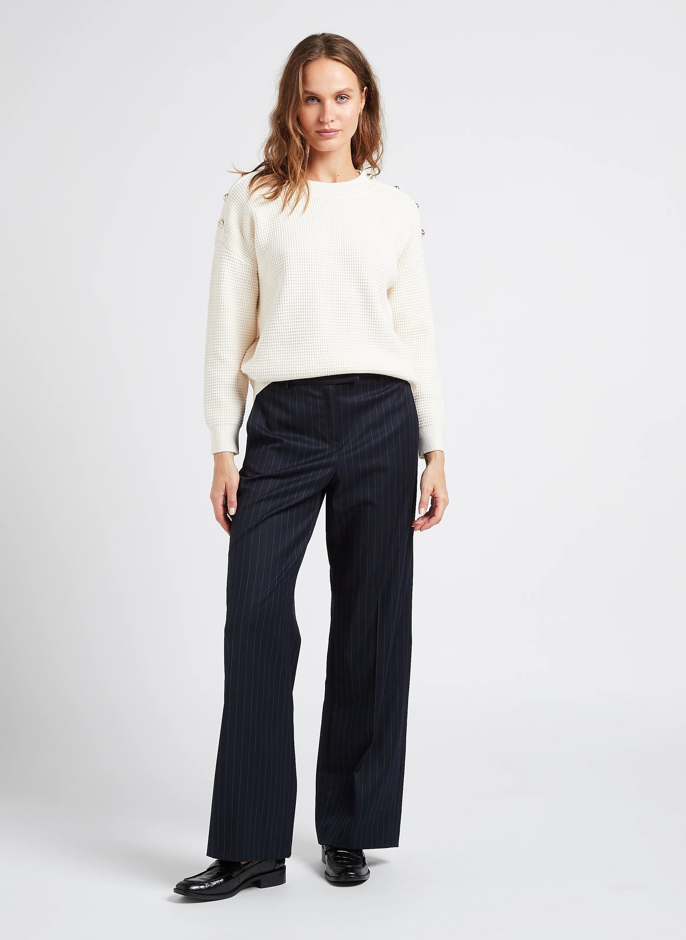 LAYLA - Pantalon taille haute large| Bleu