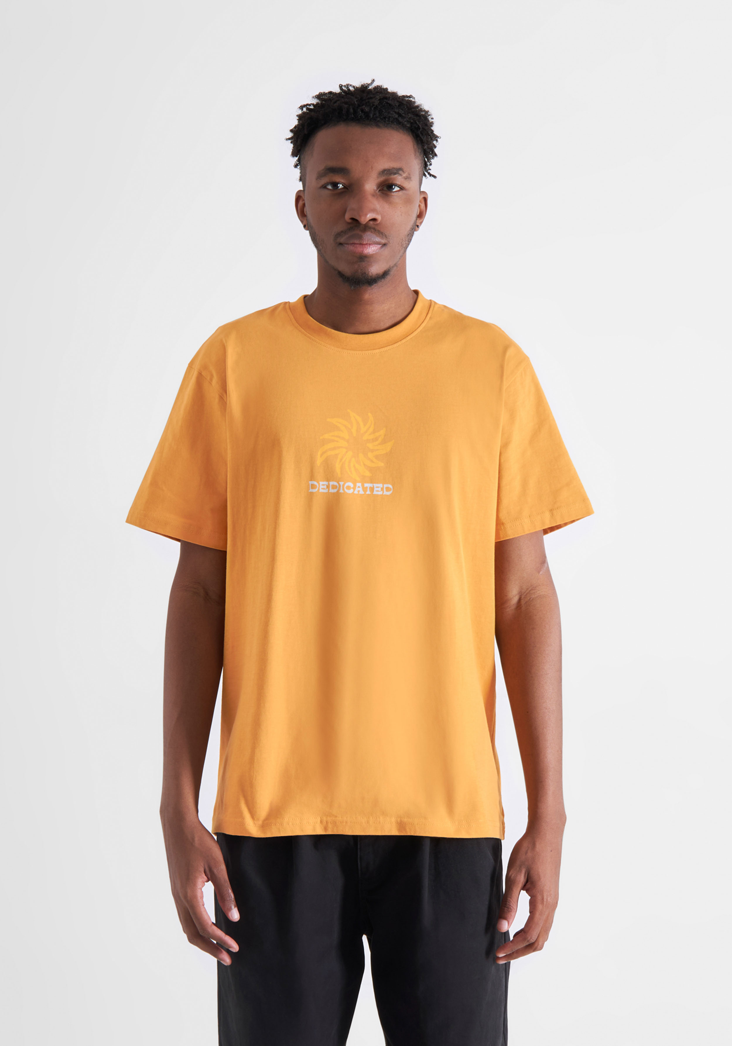 Dedicated T-Shirt Stockholm Sun Logo Amber Gold