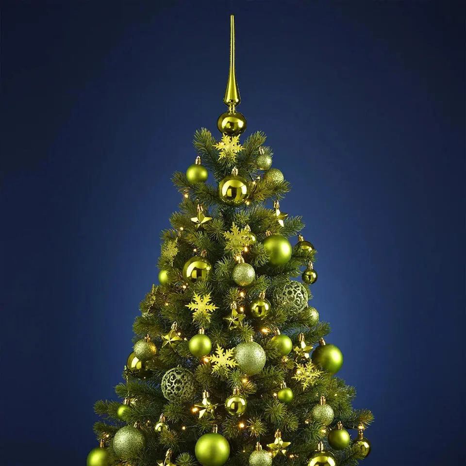 Kerstballen - 110x stuks - met piek - groen - kunststof - 3-6 cm