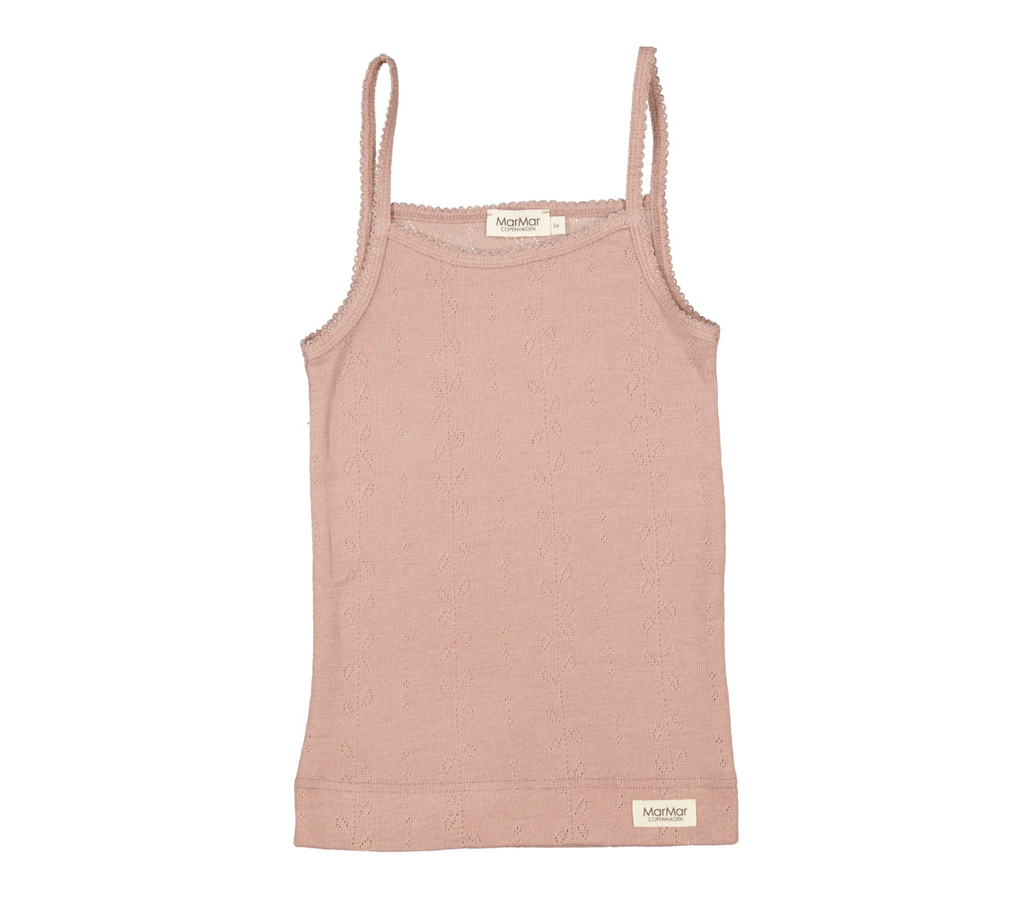Strap Vest, Uld Pointelle Undertrøje - Burnt Rose