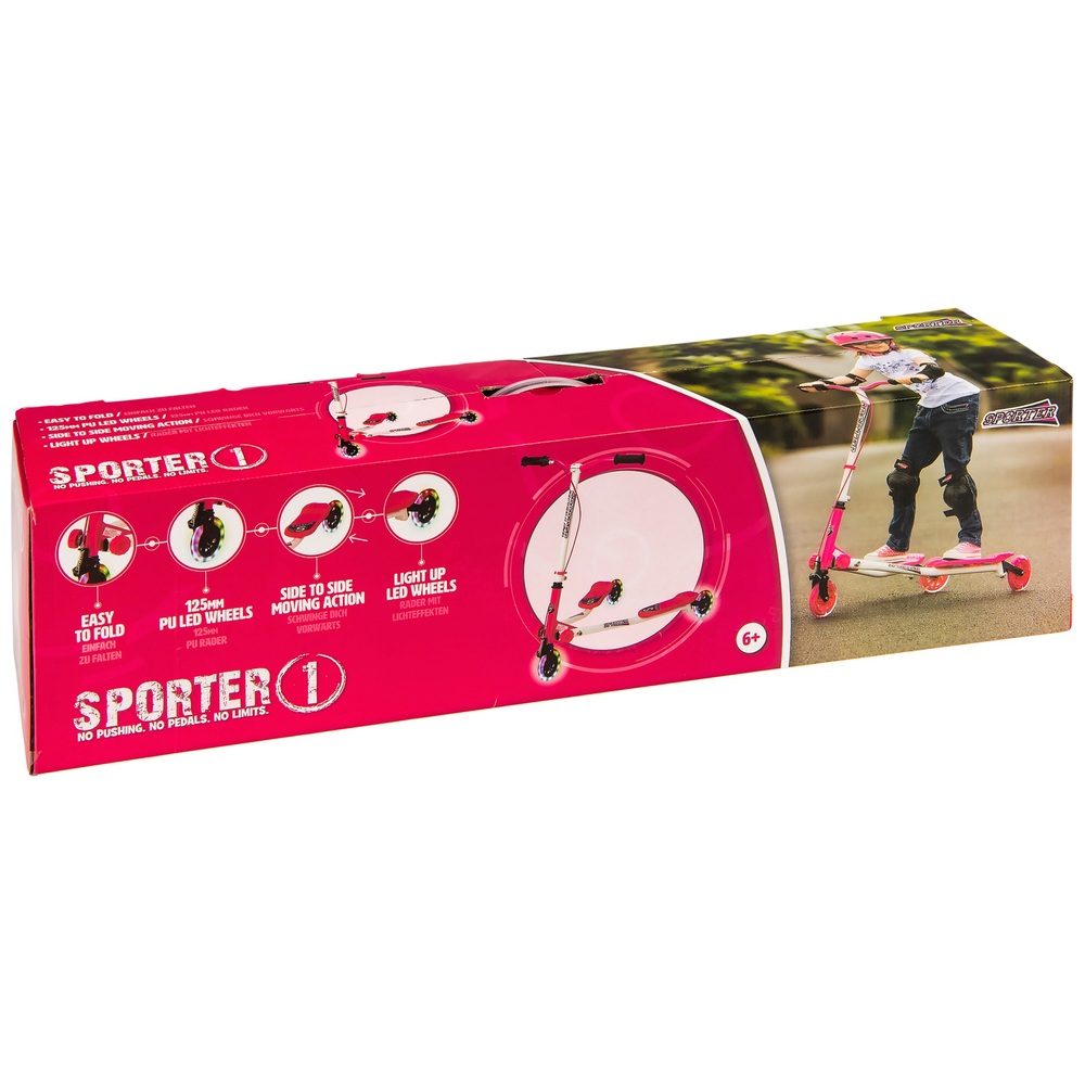 Sporter 1 Scooter mit leuchtenden LED-Rädern, pink