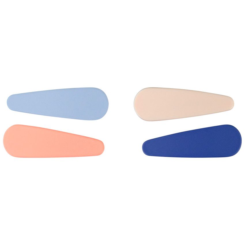 Lot de 4 barrettes unies pour fille - Bleu moyen
