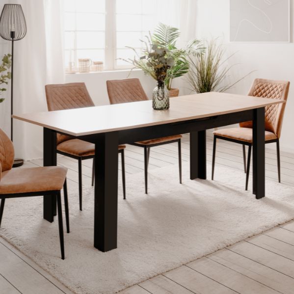 Birma - Eettafel - Artisan Eik/Zwart - Verlengbaar 160/200x80x75cm