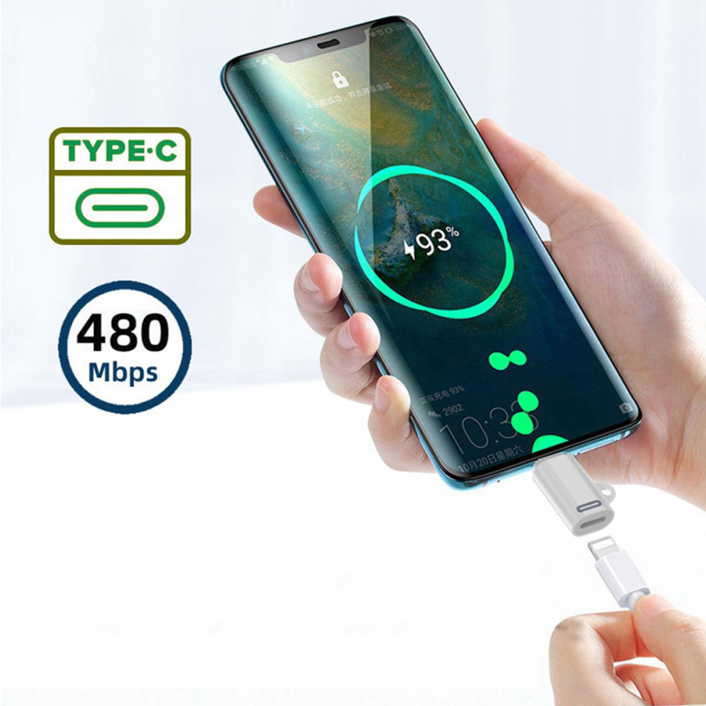 (2er Pack) USB C auf Lightning Ladeadapter Konverter für Handy / MacBook Pro / Laptop PD (27W) - Weiss