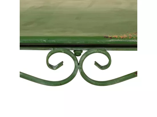 Ensemble table et 2 chaises en fer forgé : (2)42x47x92h-61x61x75,5h cm