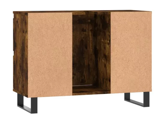 Armoire salle de bain chêne fumé 80x33x60cm bois d'ingénierie