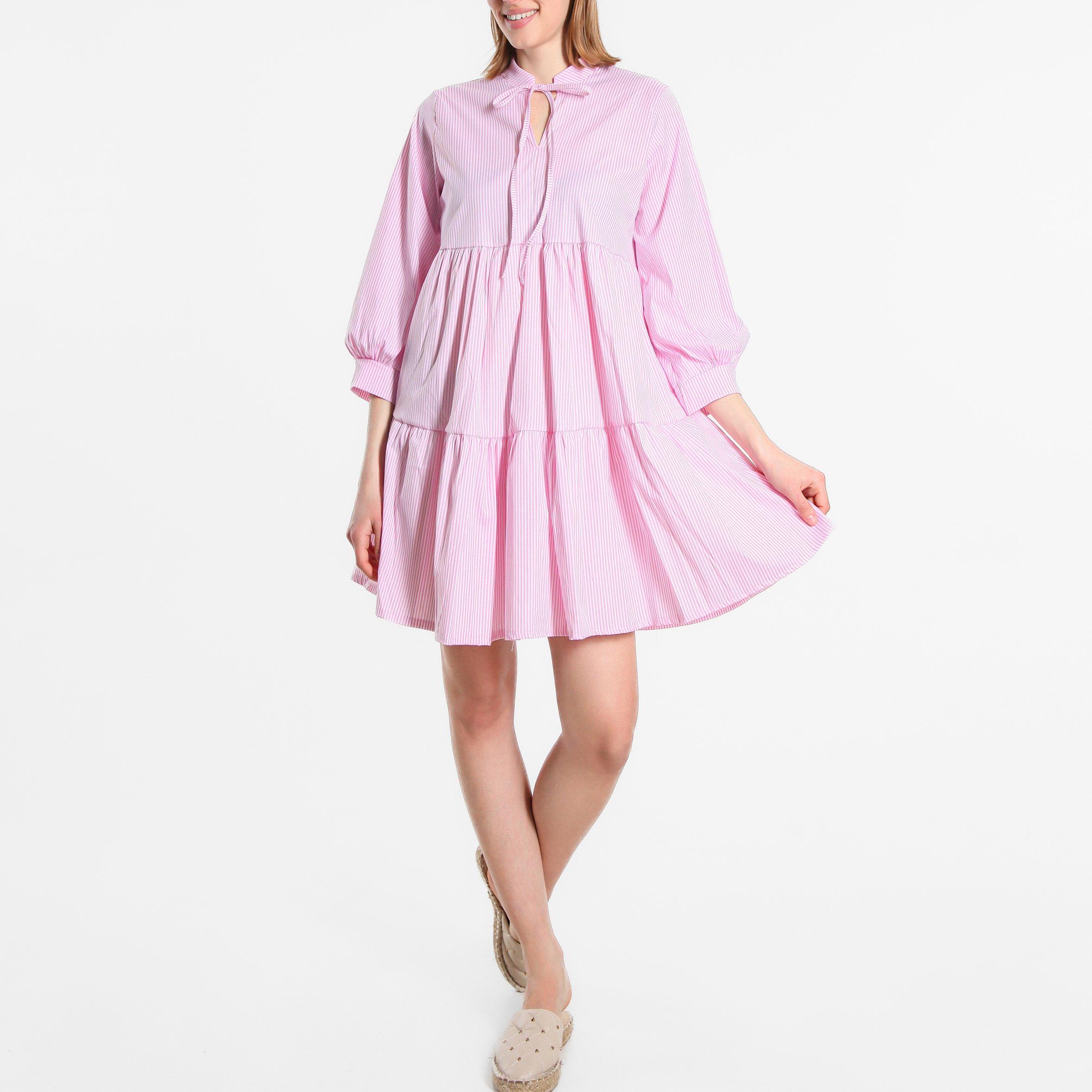 Be You Stripe Stripe Tiered Short Dress