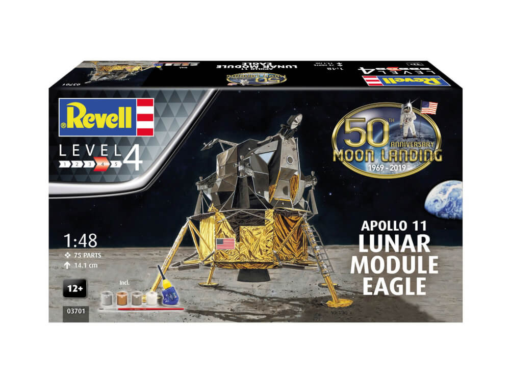 Geschenkset Apollo 11 Lunar Module Eagle, Revell Modellbausatz mit Basiszubehör