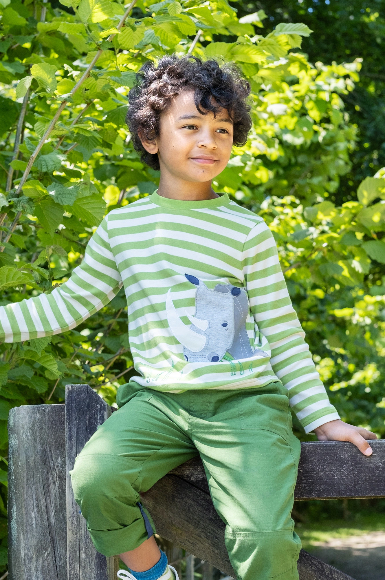 Langarmshirt RHINO gestreift in kiwi