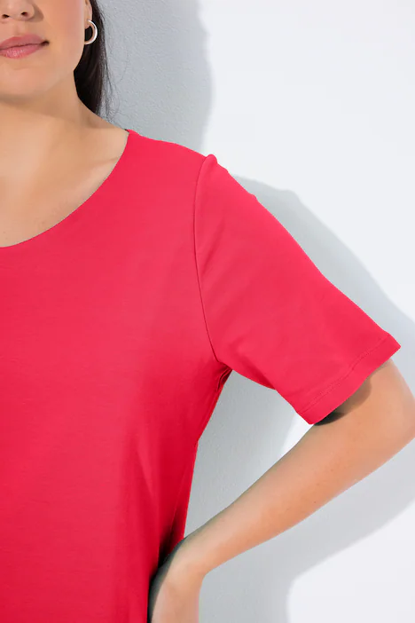 Shirt, doppellagige Vorderseite, Slim, Rundhals, Halbarm, rot
