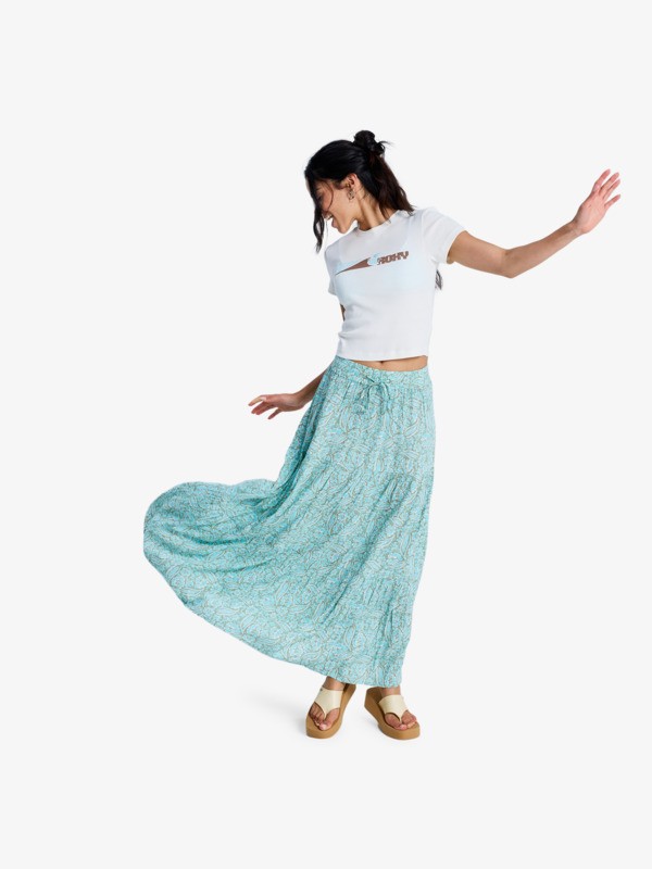 After Hours Crinkle Maxi Jupe longue fluide Vert Femme