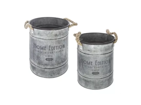 Seau Métal Collection x 2 Gris - ATMOSPHERA